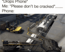 a screenshot of a video game says " drops phone "