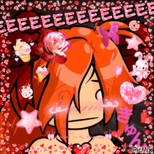 a picture of a girl with red hair and the words eeeeeeeeeeeee