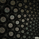 a black and white drawing of circles with pixiz in the corner