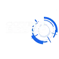 a cowboy bebop logo with a blue spaceship