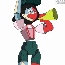 a drawing of a cartoon character with the name marco cardenas at the bottom