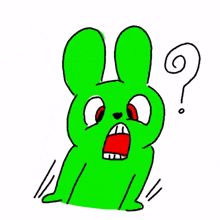 green rabbit red eye shouting singing