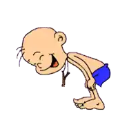 a cartoon of a boy with a slingshot in his mouth