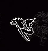 a pixel art of a bird in a circle