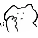 a black and white drawing of a bear with a hand pointing at it 's face .