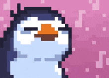 a pixel art image of a penguin with its eyes closed