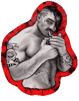 a drawing of a man with a tattoo that says astra zero
