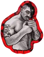 a drawing of a man with a tattoo that says astra zero