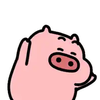 a cartoon pig with a big nose is looking up at the sky .