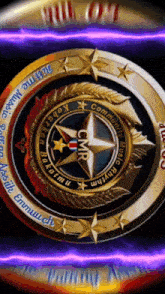 a gold coin with a star in the center that says cmr on it
