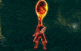 a computer generated image of a person holding a red stick