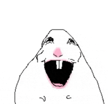 a pixel art drawing of a hamster with its mouth open .