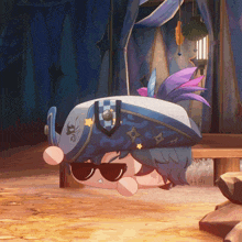 a cartoon character wearing sunglasses and a hat that says ' ninja ' on it