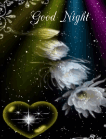 Good Night Flowers GIF - Good Night Flowers Heart GIFs