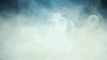 a cartoon drawing of a goat is surrounded by fog