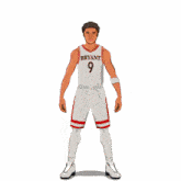 a cartoon drawing of a basketball player wearing a bryant 9 jersey