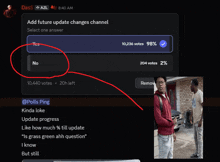 a screenshot of an add future update changes channel with a red circle around it