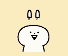 a cartoon drawing of a person with a smile on their face and two ears