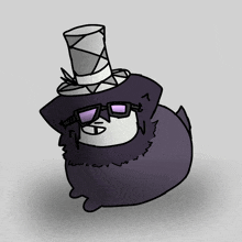 a drawing of a person with a top hat and sunglasses