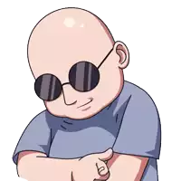 a cartoon of a bald man wearing sunglasses and giving a thumbs up