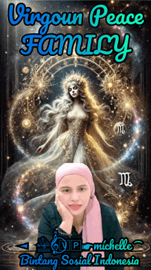 a poster for virgoun peace family with a woman in front