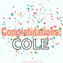 congratulations cole is written on a white background