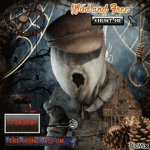 a picture of a scarecrow with the words wild and free on it