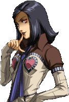 a pixelated drawing of a woman with a heart on her chest