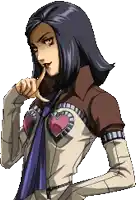 a pixelated drawing of a woman with a heart on her chest