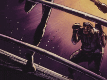 a drawing of two boxers in a ring with one wearing the number 8