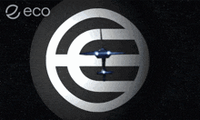 a picture of a plane in a circle with the word eco written below it