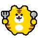 a cartoon tiger is holding a fork and spoon in its hands .