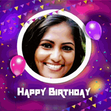 a happy birthday card with a picture of a woman