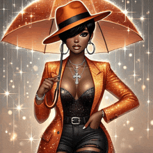 an illustration of a woman holding an umbrella