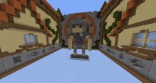 a screenshot of a minecraft game with a statue in the middle of the room