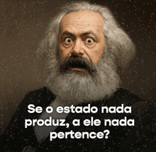 a man with a beard and the words se o estado nada produz a ele nada pertence