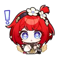 a cartoon girl with red hair and blue eyes has a flower in her hair