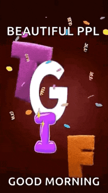 a good morning greeting card with a purple letter g
