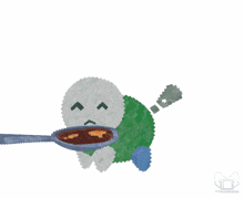 a pixel art drawing of a person with a spoon in their mouth and the word trickdrive below it