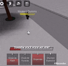 a screenshot of a video game with weakest dummy in the middle