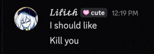a screenshot of a message from lilith cute
