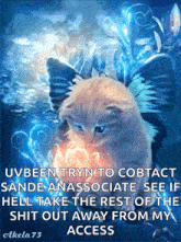 a picture of a cat with a caption that says uv been tryn to cobtact ande anassociate see i hell take the rest