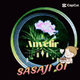 a cartoon of a girl holding a cup of coffee with the words sasaji oi