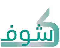 a blue and white logo with arabic writing