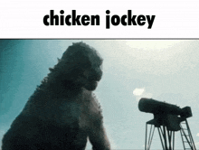 a picture of a monster with the words chicken jockey written above it