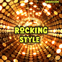 a disco ball with the words rocking style written above it