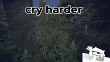 a cartoon drawing of a fire with the words cry harder below it
