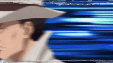a blurry picture of a man in a white hat