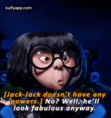 a cartoon character from despicable me is sitting in a chair with glasses on .