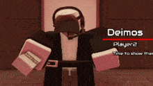 a video game character with the name deimos player 2 on it